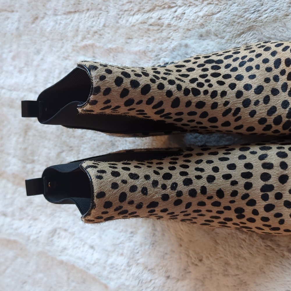 Anne Klein Leopard Print Prescott Ankle Bootie Calf Hair Block Heel Size 8.5 - Picture 3 of 8